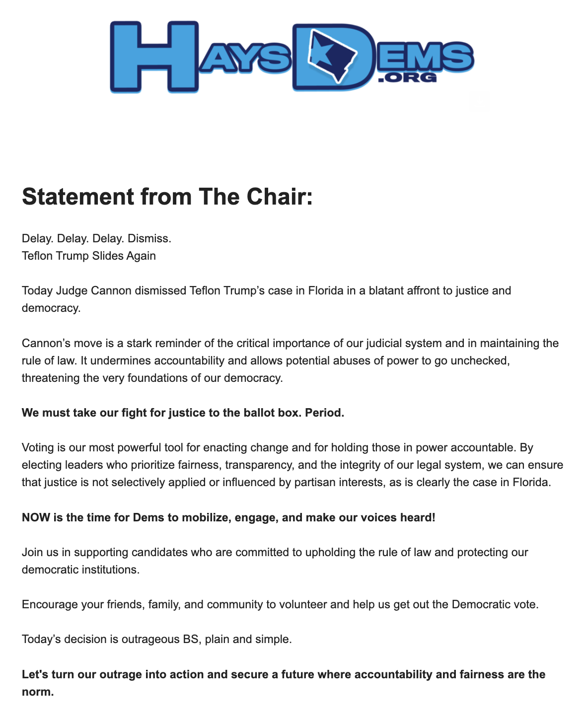 Statement From The Chair Image